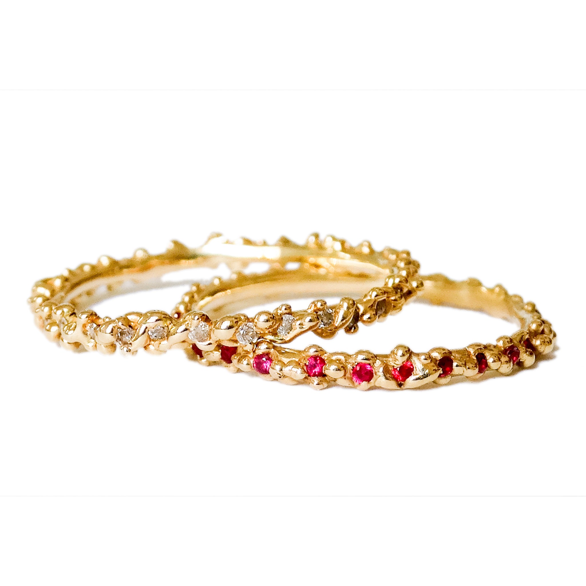 Seeded Ring Cast in 9ct Solid Gold with Rubies